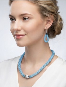 SPARKLE TWIST TUBE NECKLACE & EARRING SET